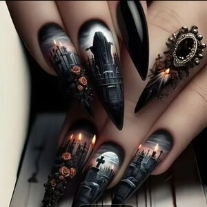 ✨3 FOR $28✨ 🆕️ 🪦SPOOKY GOTHIC  HALLOWEEN NAIL KIT🪦